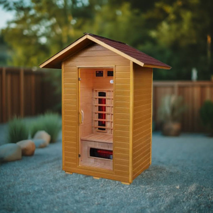 SunRay Burlington 2 Person Outdoor Infrared Sauna w/Shingled Roof HL200D3 - BioHealing Plus