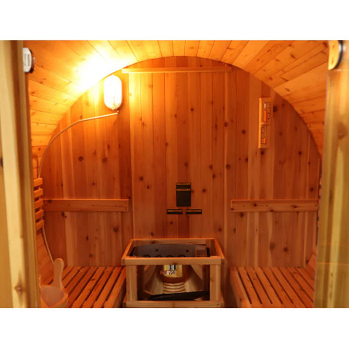 SunRay Oasis 4 Person Traditional Canopy Barrel Sauna - BioHealing Plus