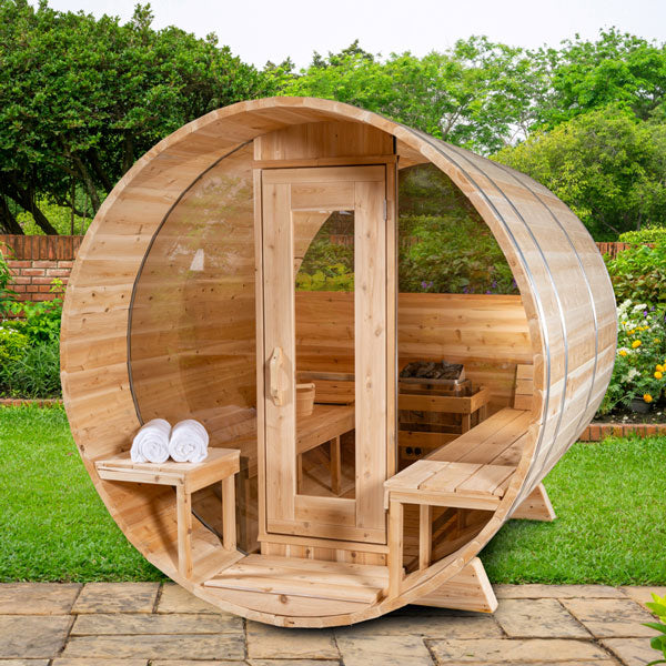 Dundalk CT Tranquility MP Barrel 6 Person Sauna | Wood Burning Heater - BioHealing Plus