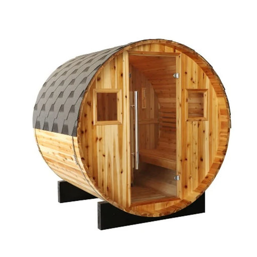 SunRay Aurora 4 Person Traditional Barrel Sauna - BioHealing Plus