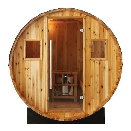 SunRay Aurora 4 Person Traditional Barrel Sauna - BioHealing Plus