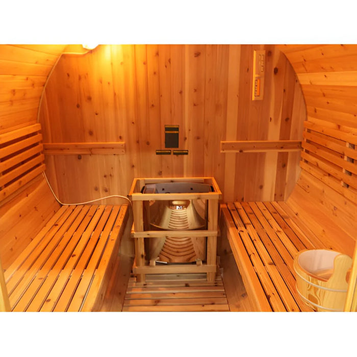 SunRay Galley 4 Person Traditional Barrel Sauna - BioHealing Plus