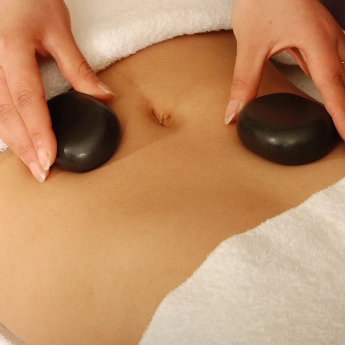 Master Massage Large Flat Ovular Basalt Hot Stone Massage 8 piece Pack 3" x 2.2" x 1.1" Rock - BioHealing Plus