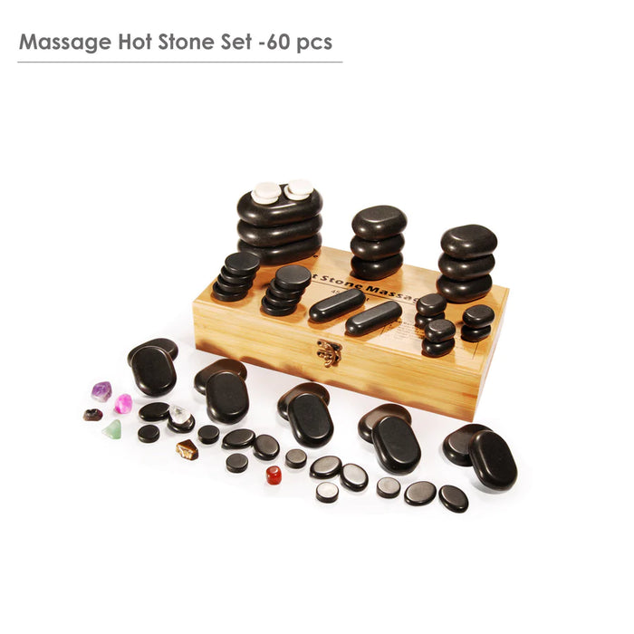 Master Massage Deluxe Basalt Massage Hot Stone Set with Bamboo Box - BioHealing Plus